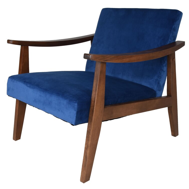 Fabric Lounge Chair with Wooden Frame Legs Base