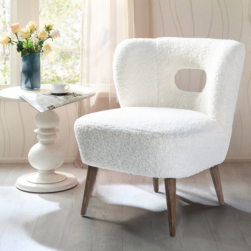 Accent Chair with Open Back & Wooden Legs, Armless Slipper Chair