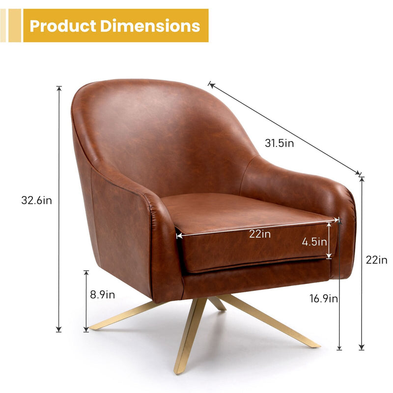 Swivel Lounge Chair with Metal Frame Legs Base