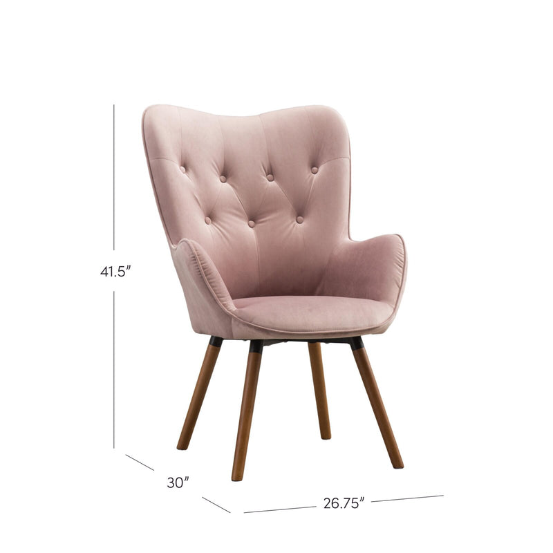 Tufted Upholstered Tall Back with Arms and Solid Wood Legs
