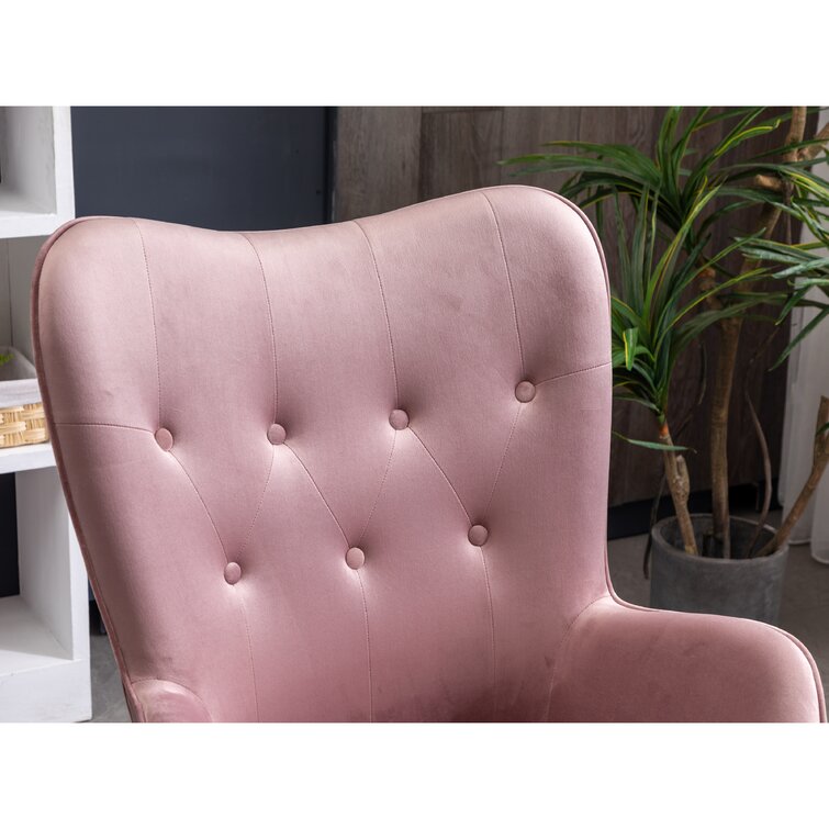 Tufted Upholstered Tall Back with Arms and Solid Wood Legs