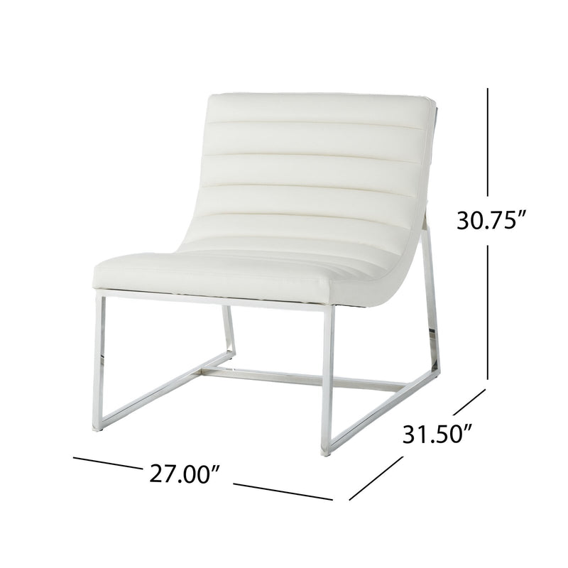 Bardot White Lounge Chair with Stainless Steel Frame