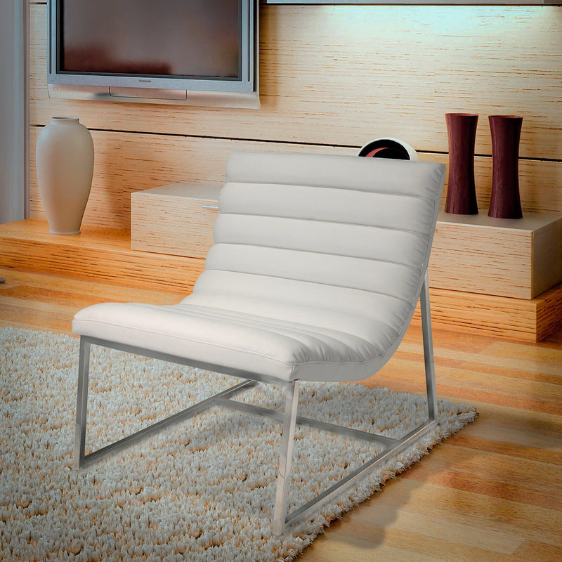 Metal Lounge Chair with Cushioned Leatherette