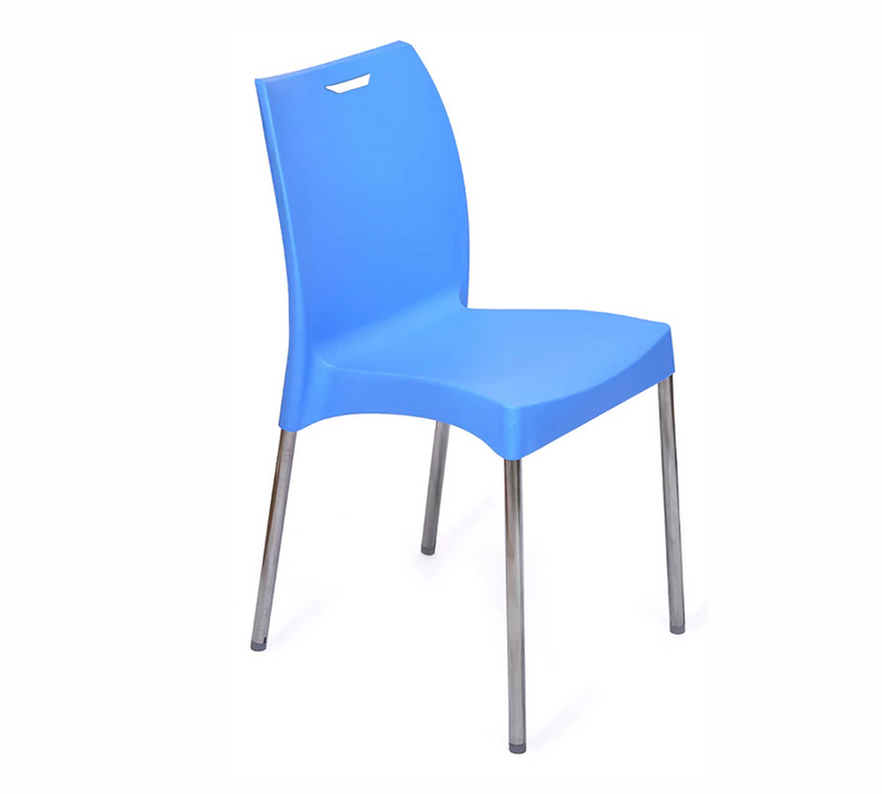 Cafe Chair in SS Stainless Steel Legs Base PP Seat