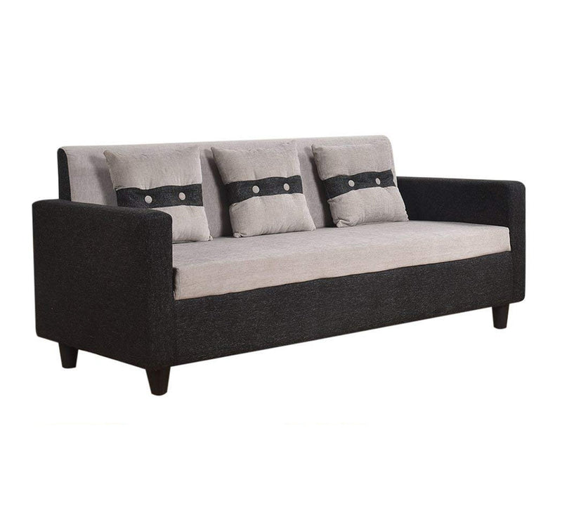 3 Seater Fabric Sofa in Wooden Frame Base