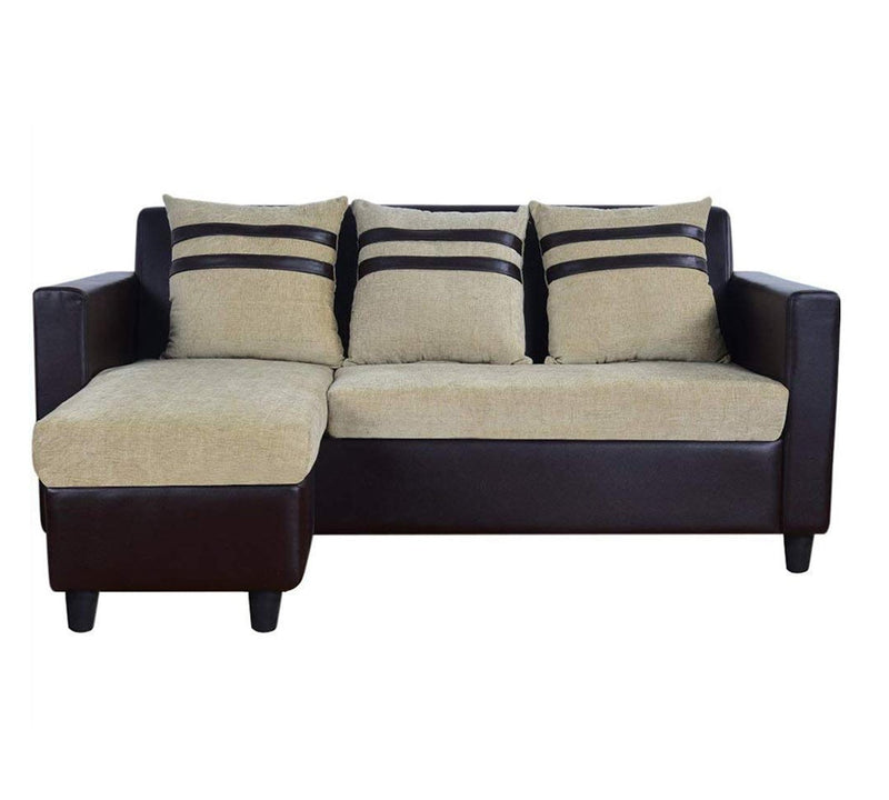 3 Seater Fabric Sofa With Chaise in Wooden Frame Base