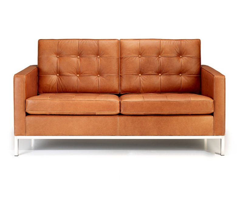 Wooden Frame Metal Legs Leatherette Sofa