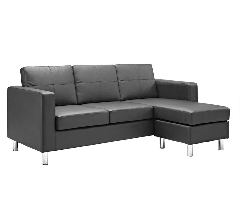 3 Seater Fabric Sofa with Chaise in Wooden Base Metal Legs