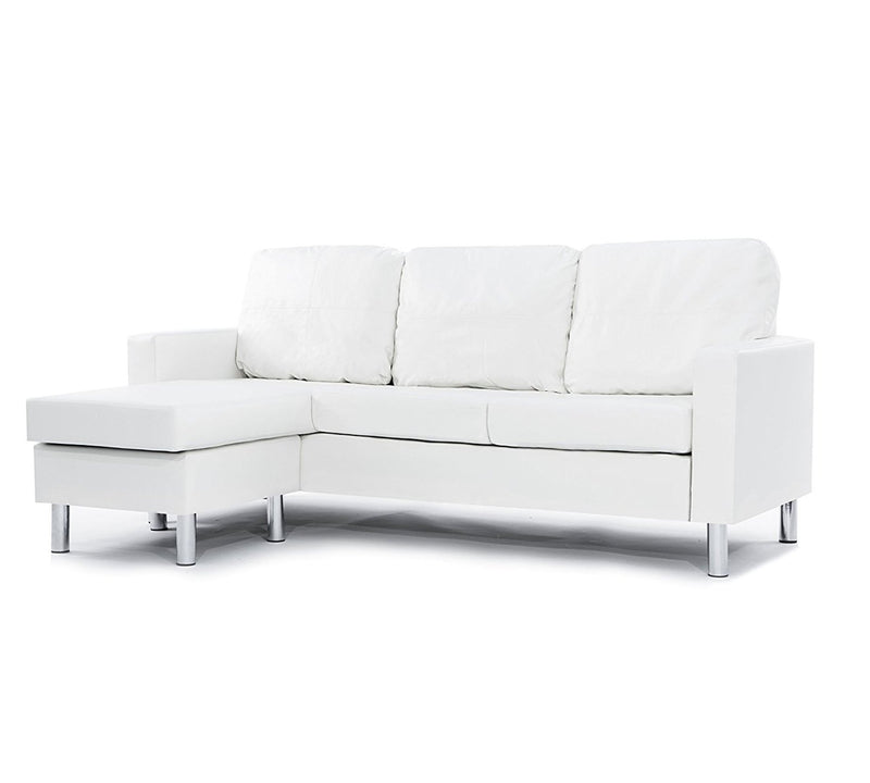 3 Seater Fabric Sofa with Chaise in Wooden Base Metal Legs