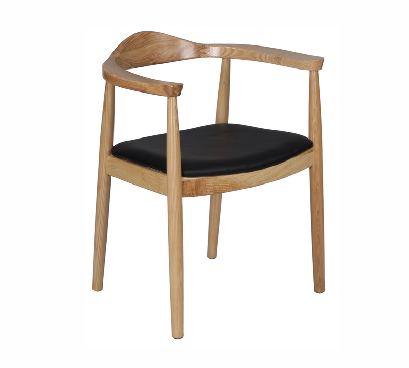 Wooden Leatherette Upholstery Cafe Dining Chair