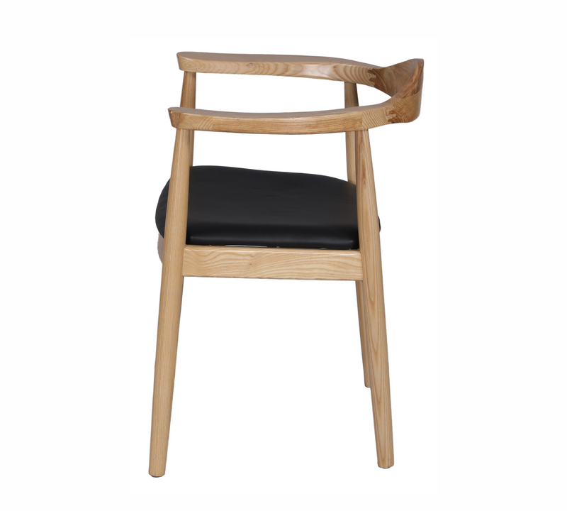 Wooden Leatherette Upholstery Cafe Dining Chair