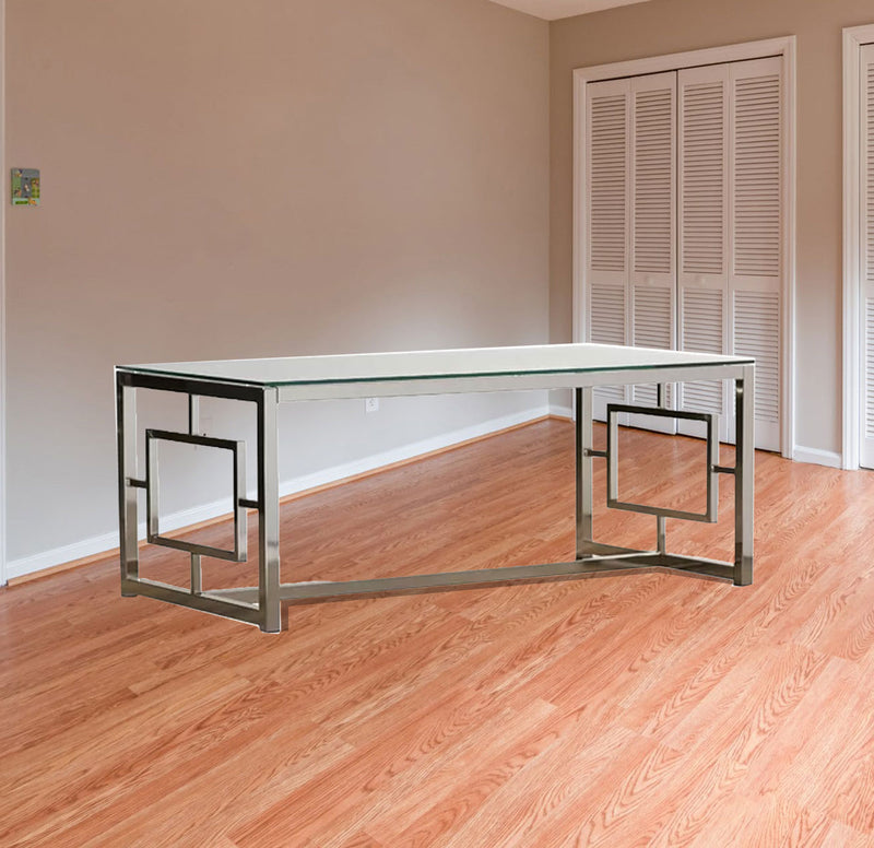 The Metal Chrome Base Glass Top Center Table