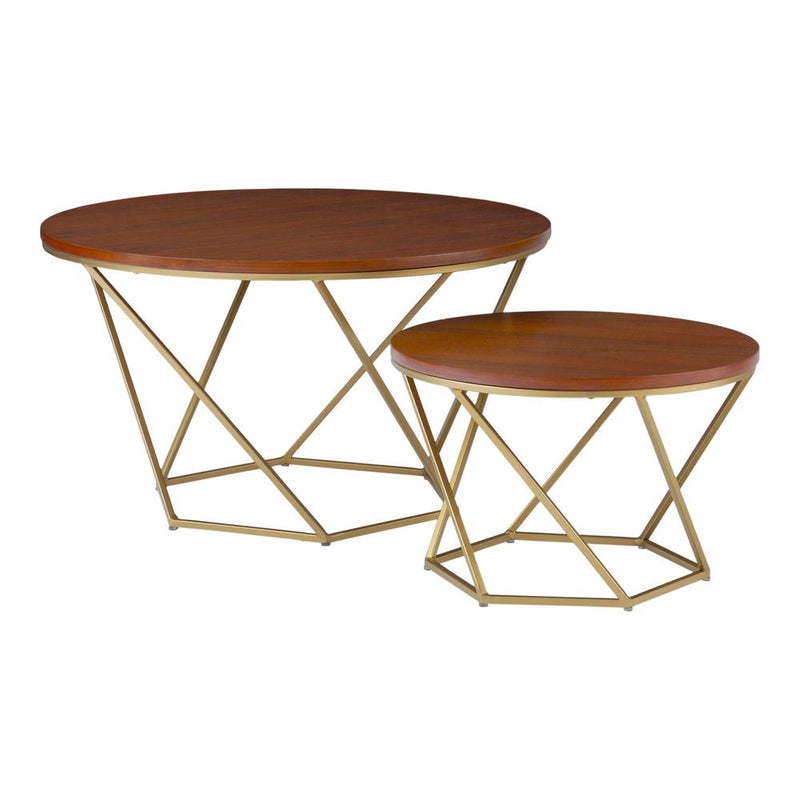 Round Side Table with Wooden Top & Metal Base Metal Frame