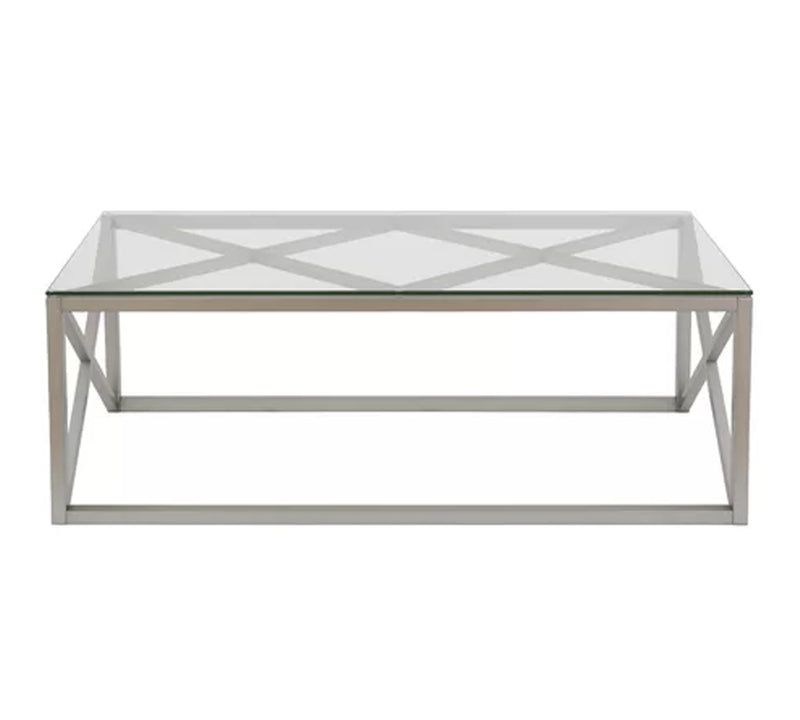 The Metal Chrome Base Glass Center Table