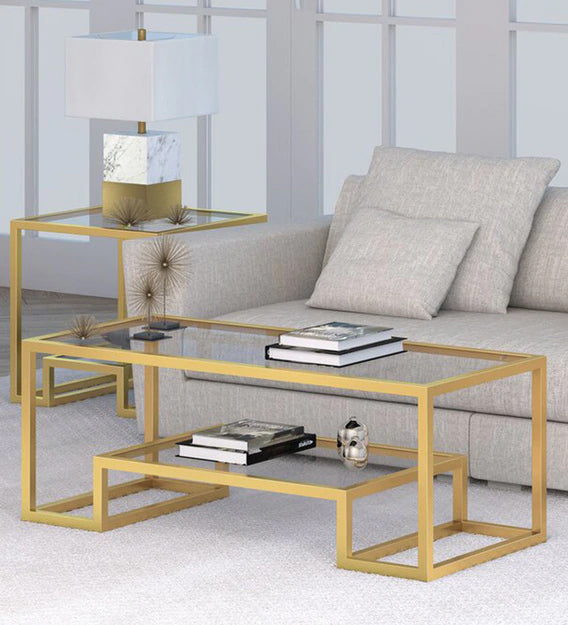 The Metal Frame Base Glass Center Coffee Table