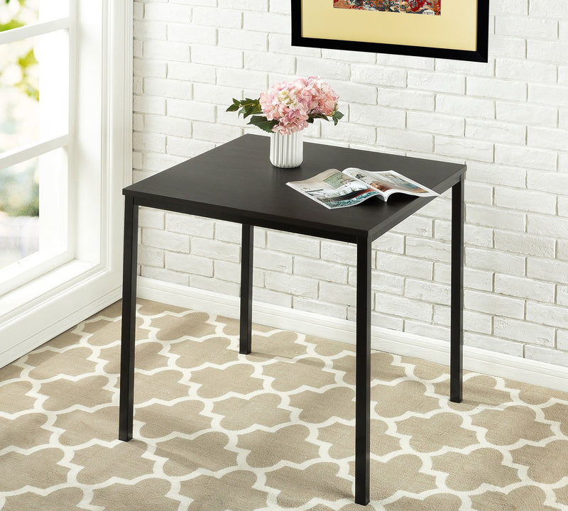 Wooden Side Table With Metal Legs Base