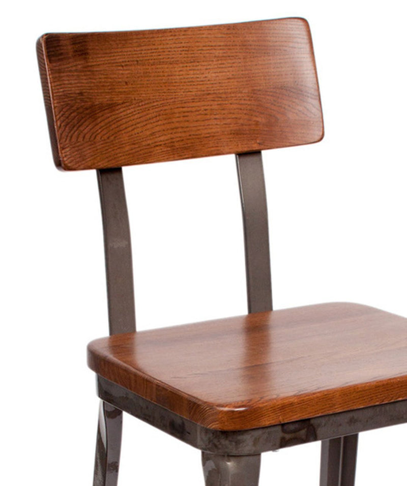 Bar Stool With High Rise in Metal & Wooden