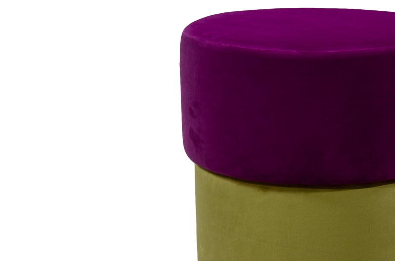 Solid Wooden Frame Dual Color Fabric Pouffe