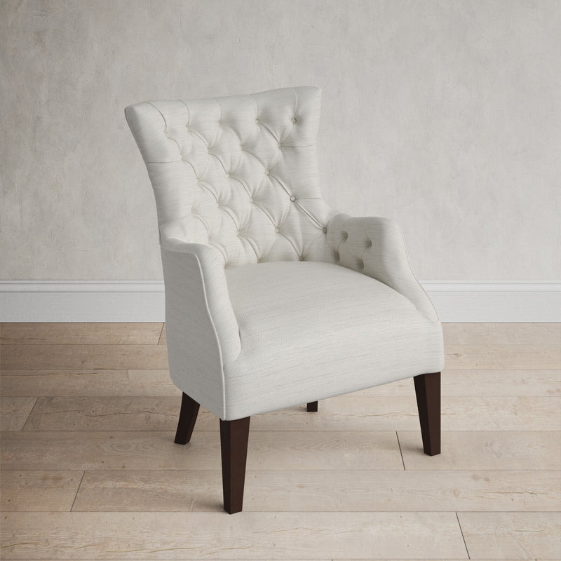 Button Tufted Wing Chair In Ivory