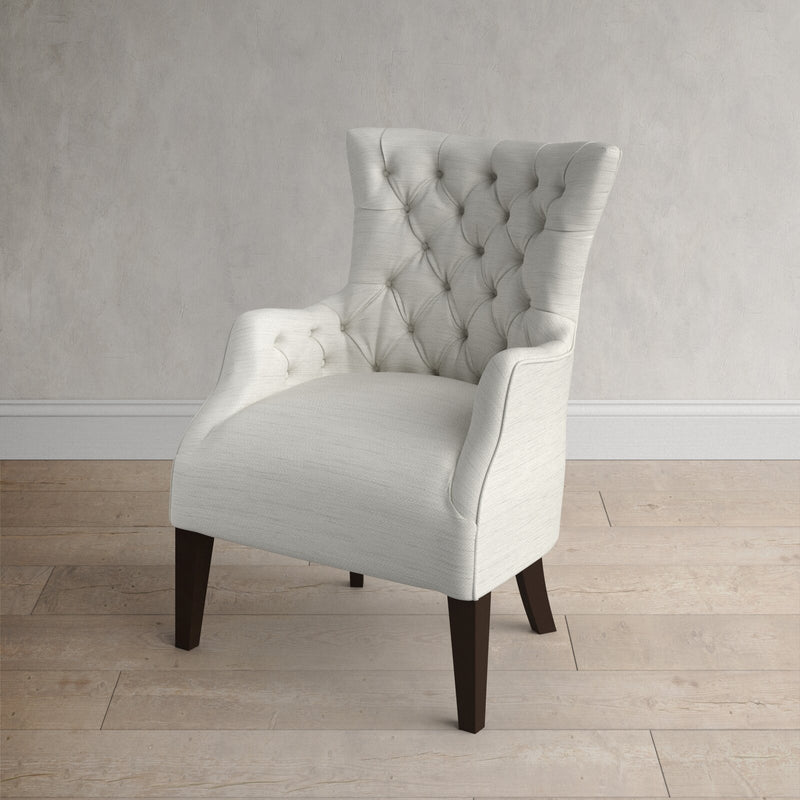 Button Tufted Wing Chair In Ivory