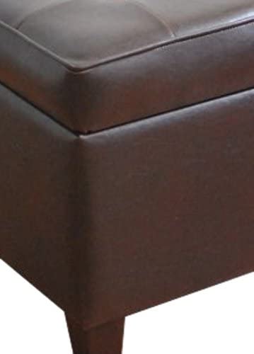 Solid Wooden Frame Leatherette Storage Ottoman