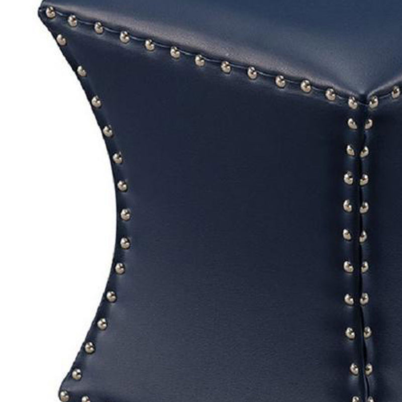 Solid Wooden Frame Leatherette Pouffe
