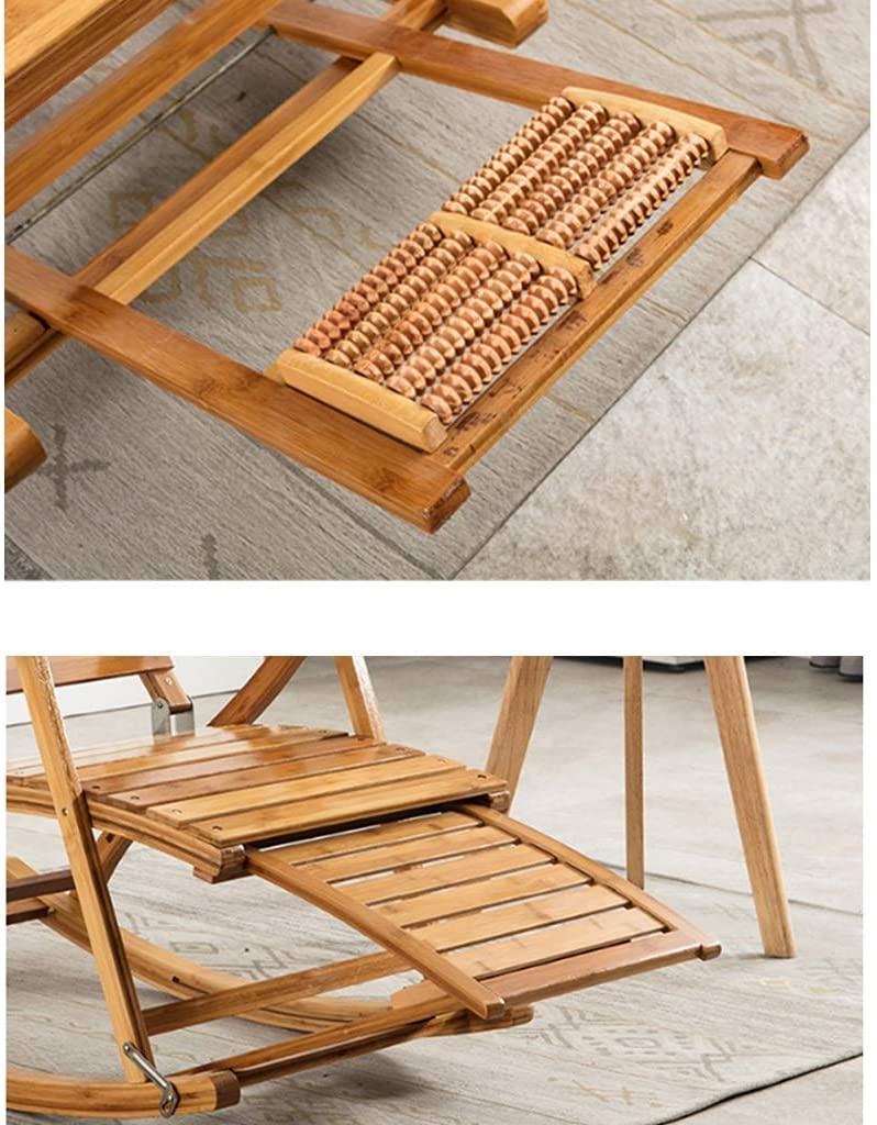 Bamboo Rocking Chair: Portable, Folding, Adjustable, with Removable Cotton Pads and Foot Massager