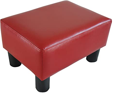 Solid Wooden Frame Legs Base Leatherette Ottoman Footstool