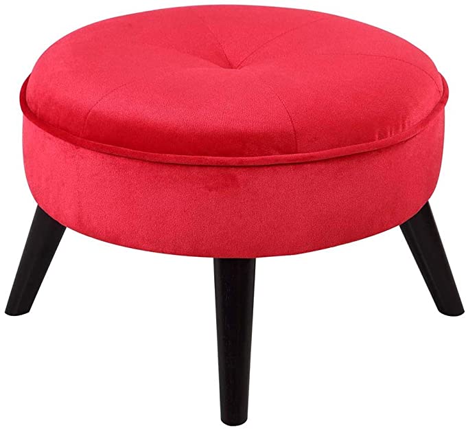 Solid Wooden Frame Legs Base Fabric Ottoman Footstool