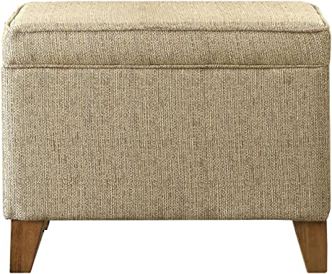 Solid Wooden Legs Base Fabric Storage Ottoman