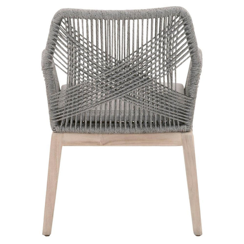 Wooden Arm Chair With Rope Weave Design