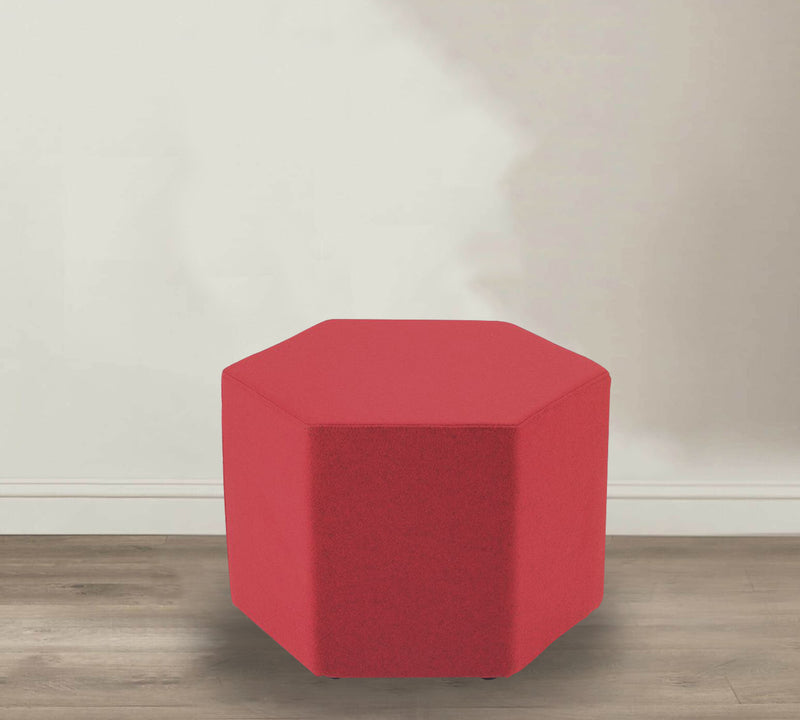 Pouffe with Wooden Base Fully Cushioned Cotton Fabric