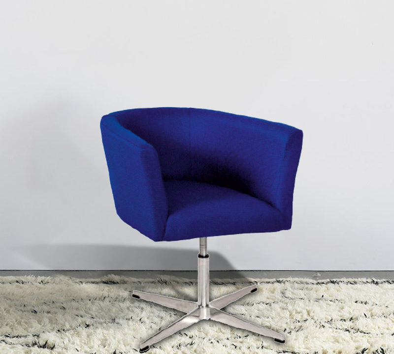 Blue Velvet Swivel Chair with Metal Chrome Legs