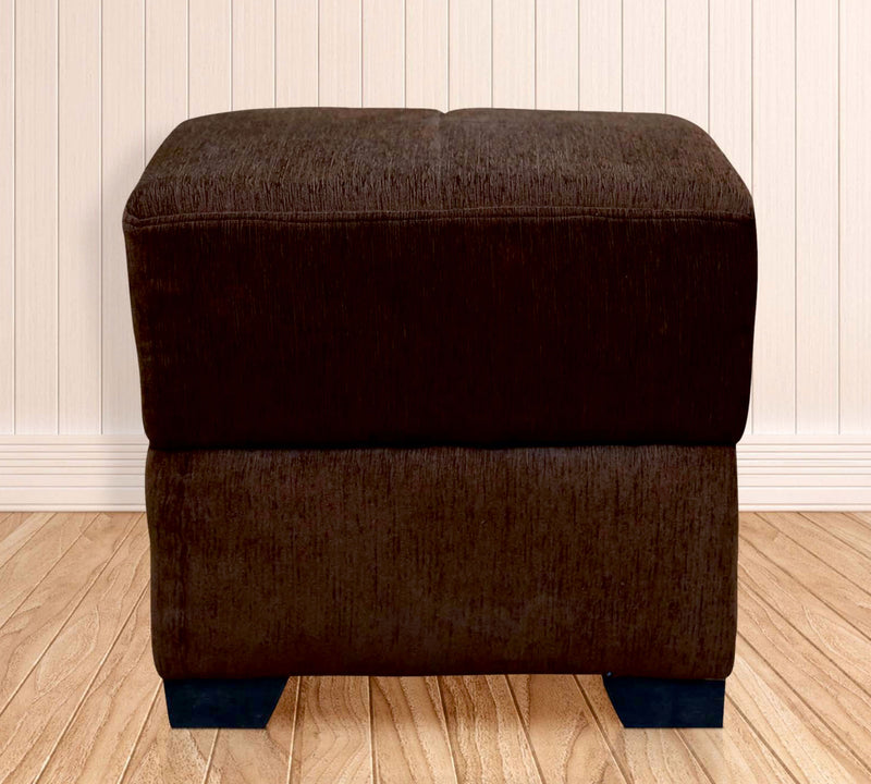 Fully Cushioned Cotton Fabric Pouffe with Wooden Legs