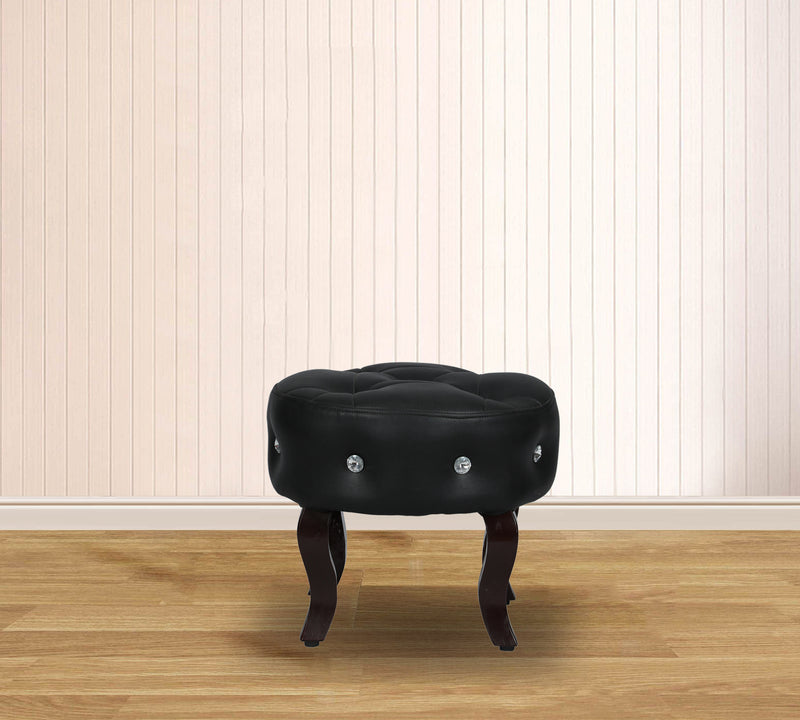 Fully Cushioned Wooden Legs Frame Velvet Pouffe