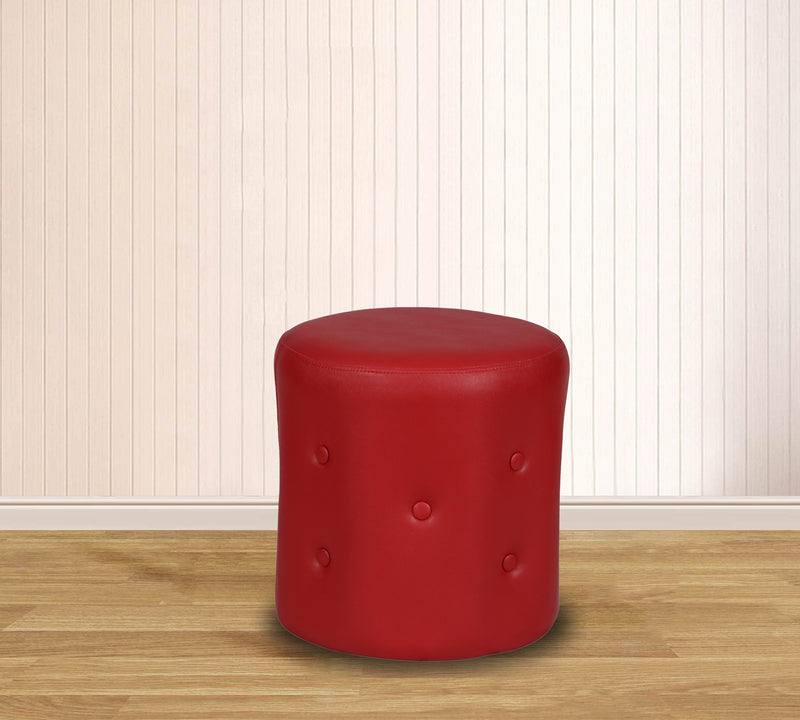 Fully Cushioned Leatherette Pouffe with Wooden Base