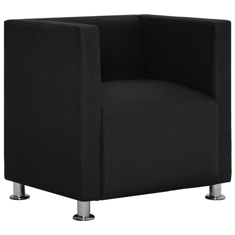 Cube Armchair in Black Leatherette