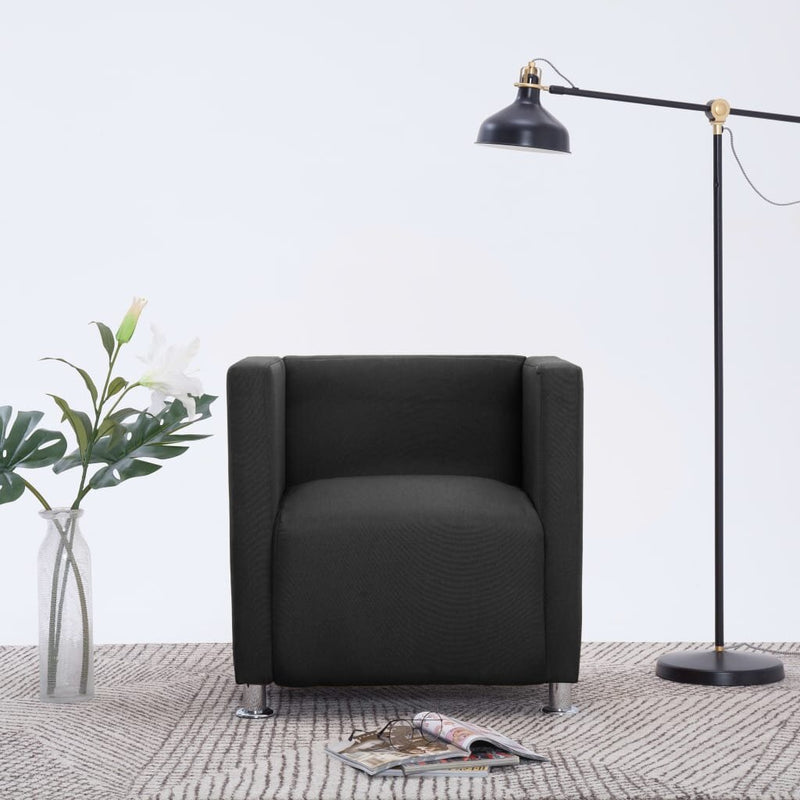Cube Armchair in Black Leatherette