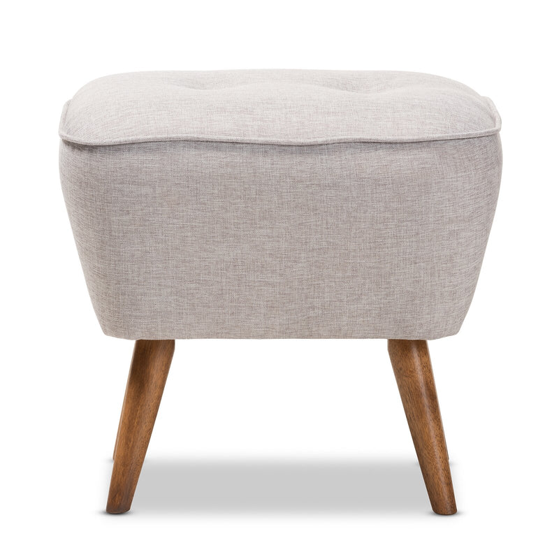 Wooden Pouffe With Fabric Upholstery