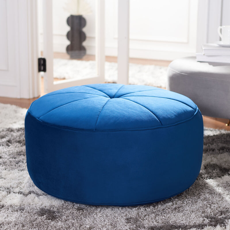 Wooden Ottoman With Fabric Upholstery