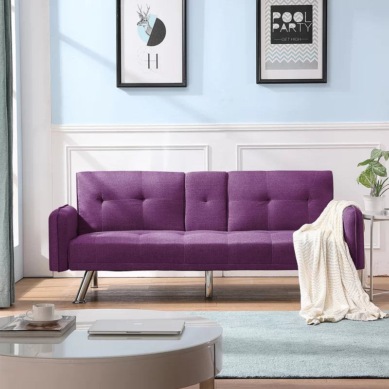 2 Seater Convertible Sofa Cum Bed with Metal Legs
