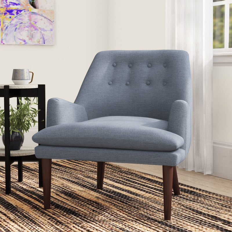 Wooden Accent Tufted Lounge Chair