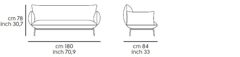 Modern 2 Seater Sofa With Metal Legs