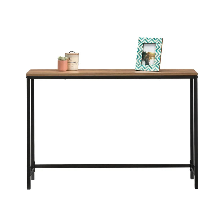Wooden Top Console Table with Metal Base