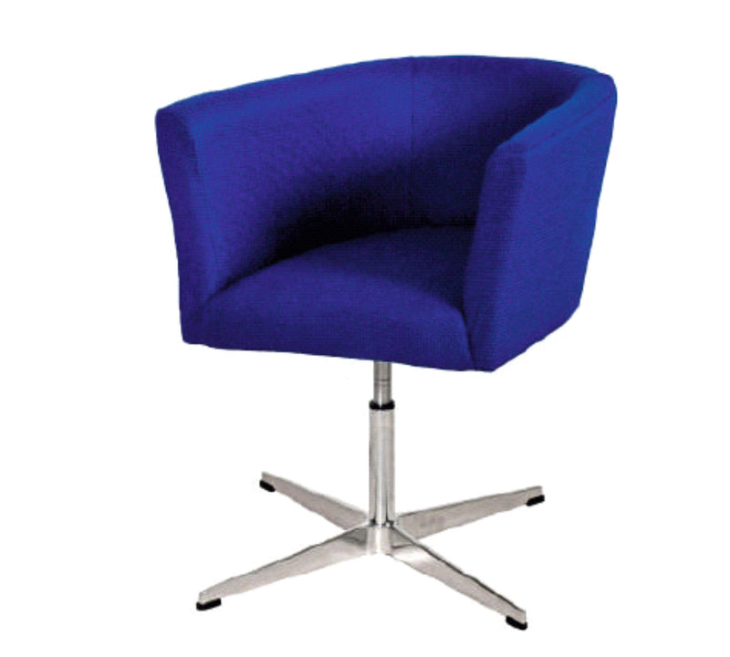 Blue Velvet Swivel Chair with Metal Chrome Legs
