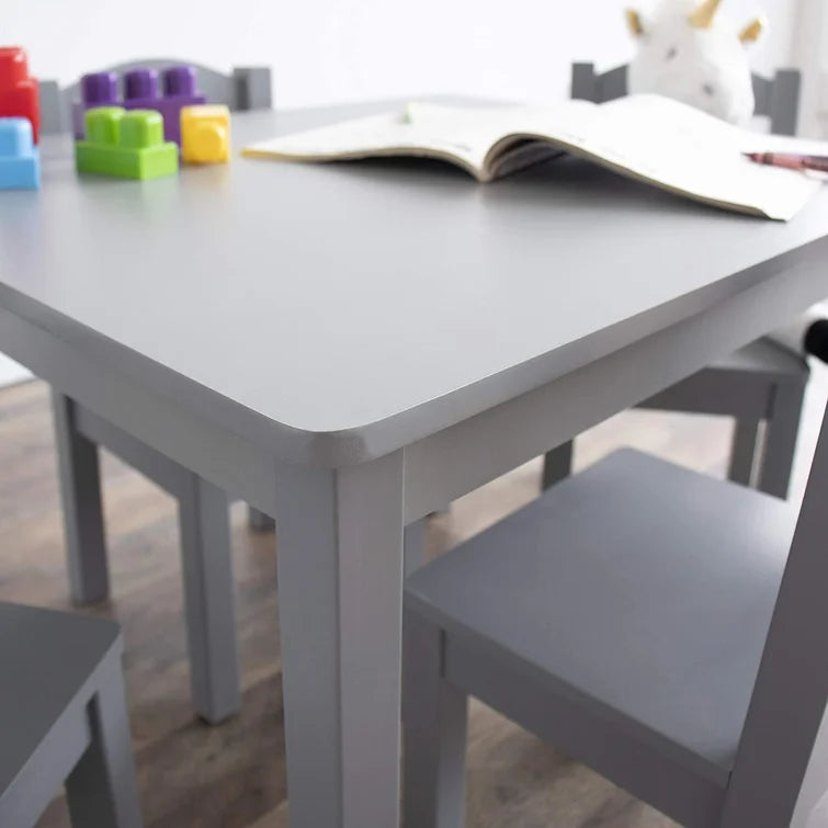 Wooden Top 1 Table with 4 Colourful Kids Chair
