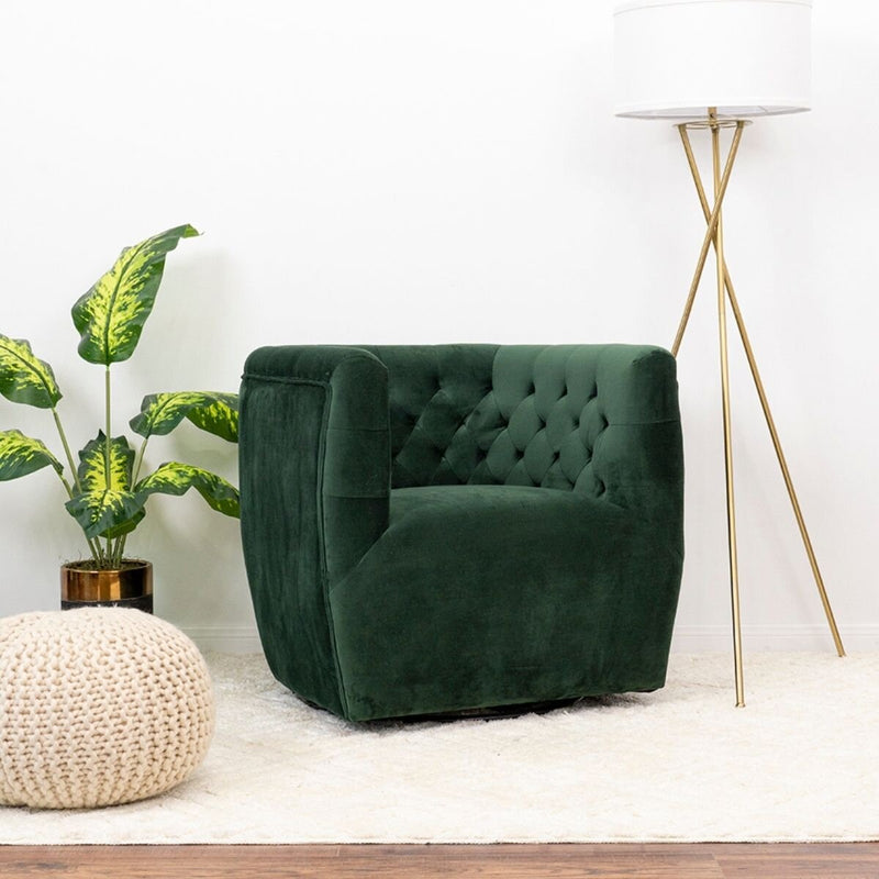 Swivel Modern Green Velvet Chair
