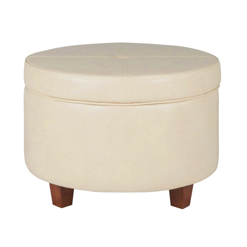 Leatherette Upholstery & Wooden Base Ottoman with Storage