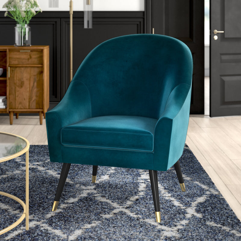 Modern Lounge Chair With Wide Back in Velvet Upholstery