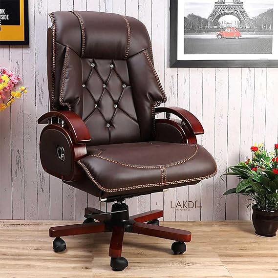 High Back Director Chair with Height Adjustable Wooden Base